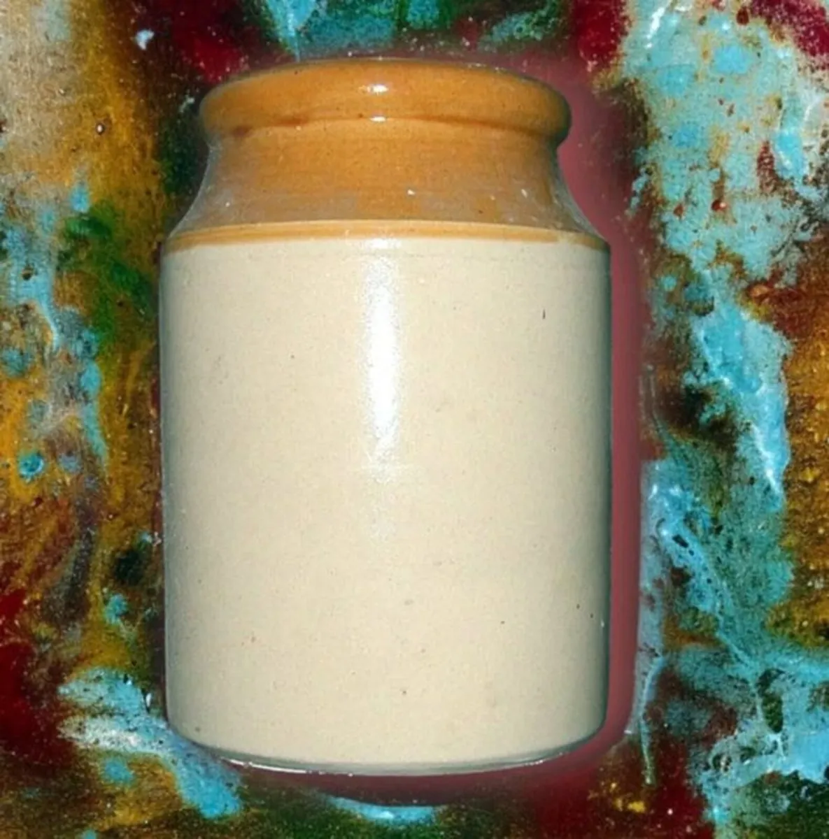 Vintage 9" Two-Tone Stoneware Pot/Crock-Pristine - Image 1