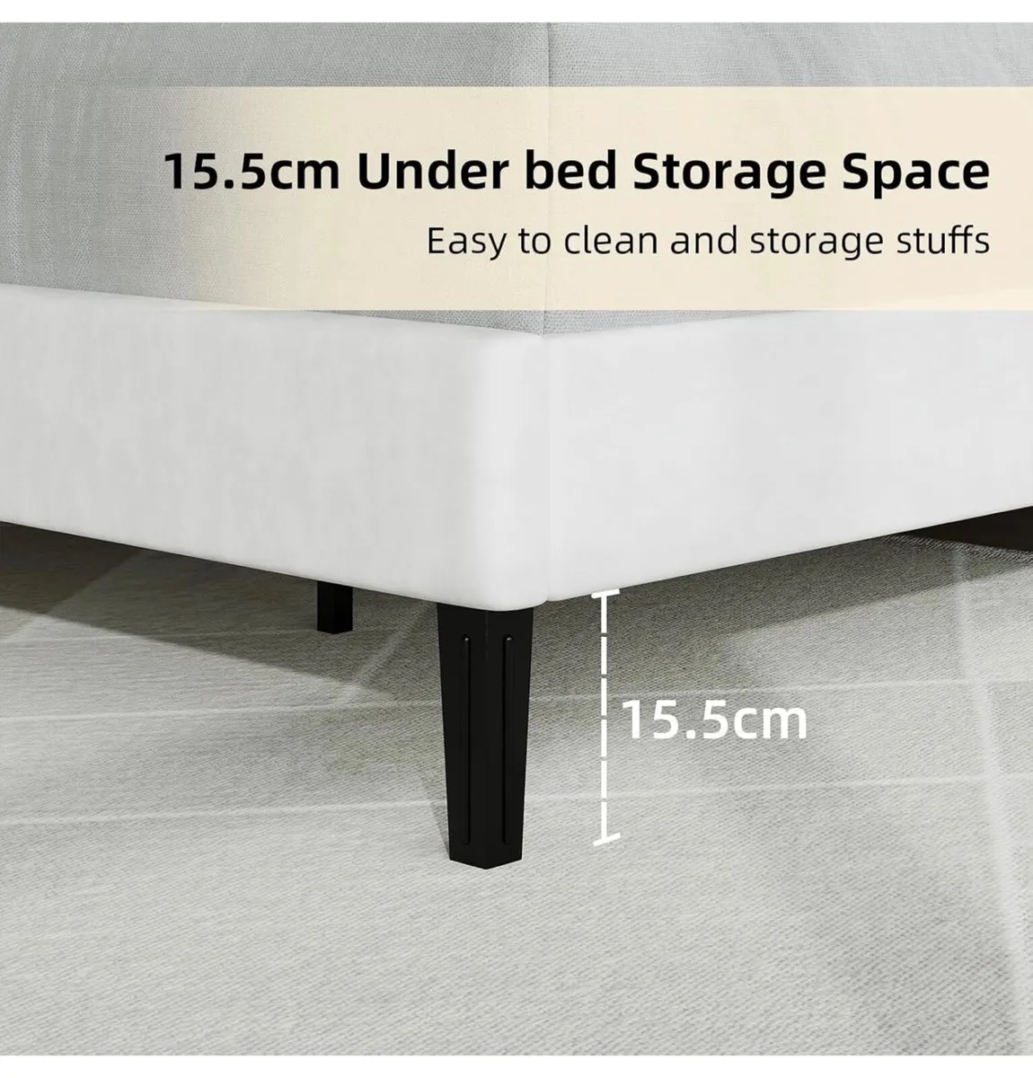 Double Bed Frame with Headboard, 135 X 190, White - Image 4