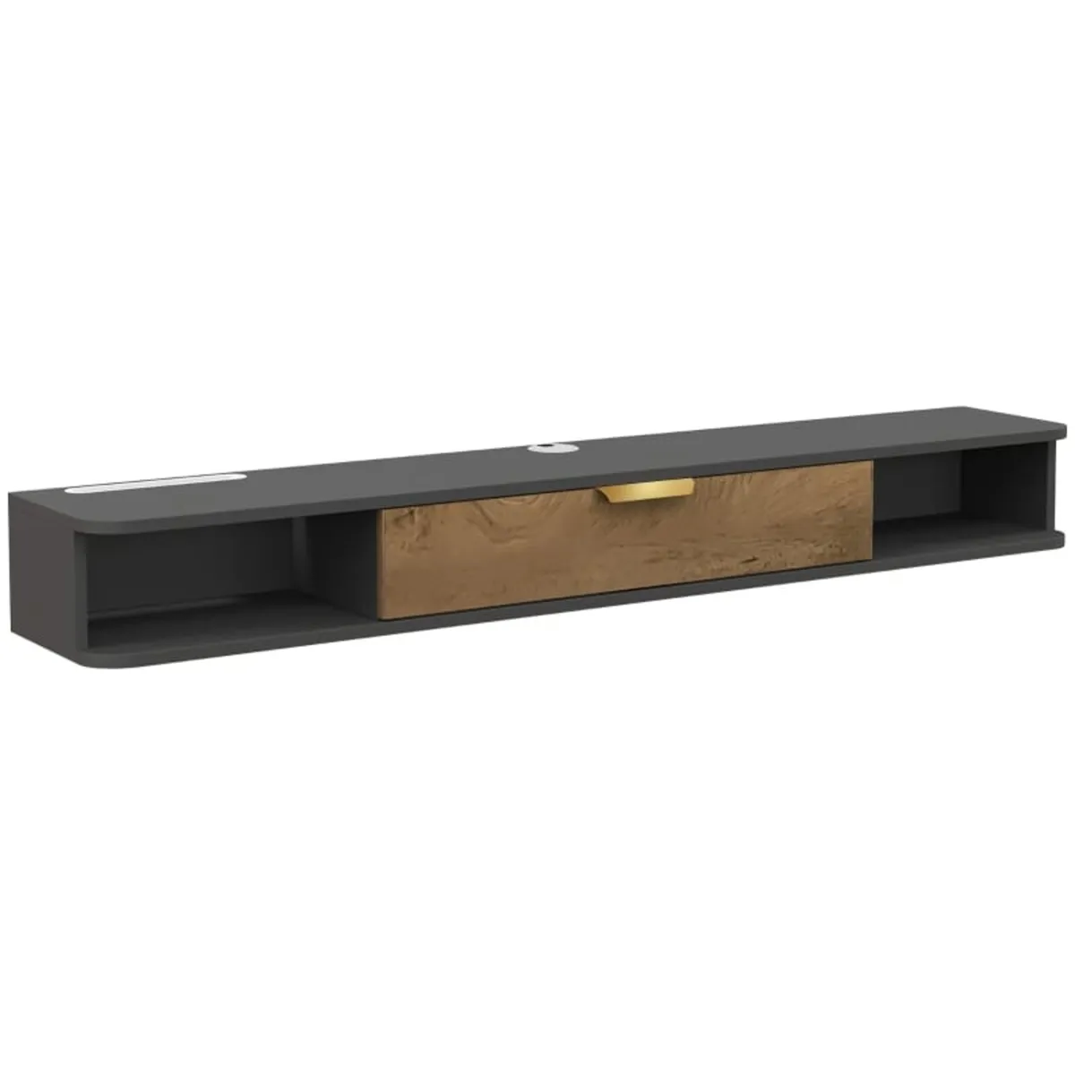 140 cm Floating TV Stand with Storage - Charcoal G - Image 1