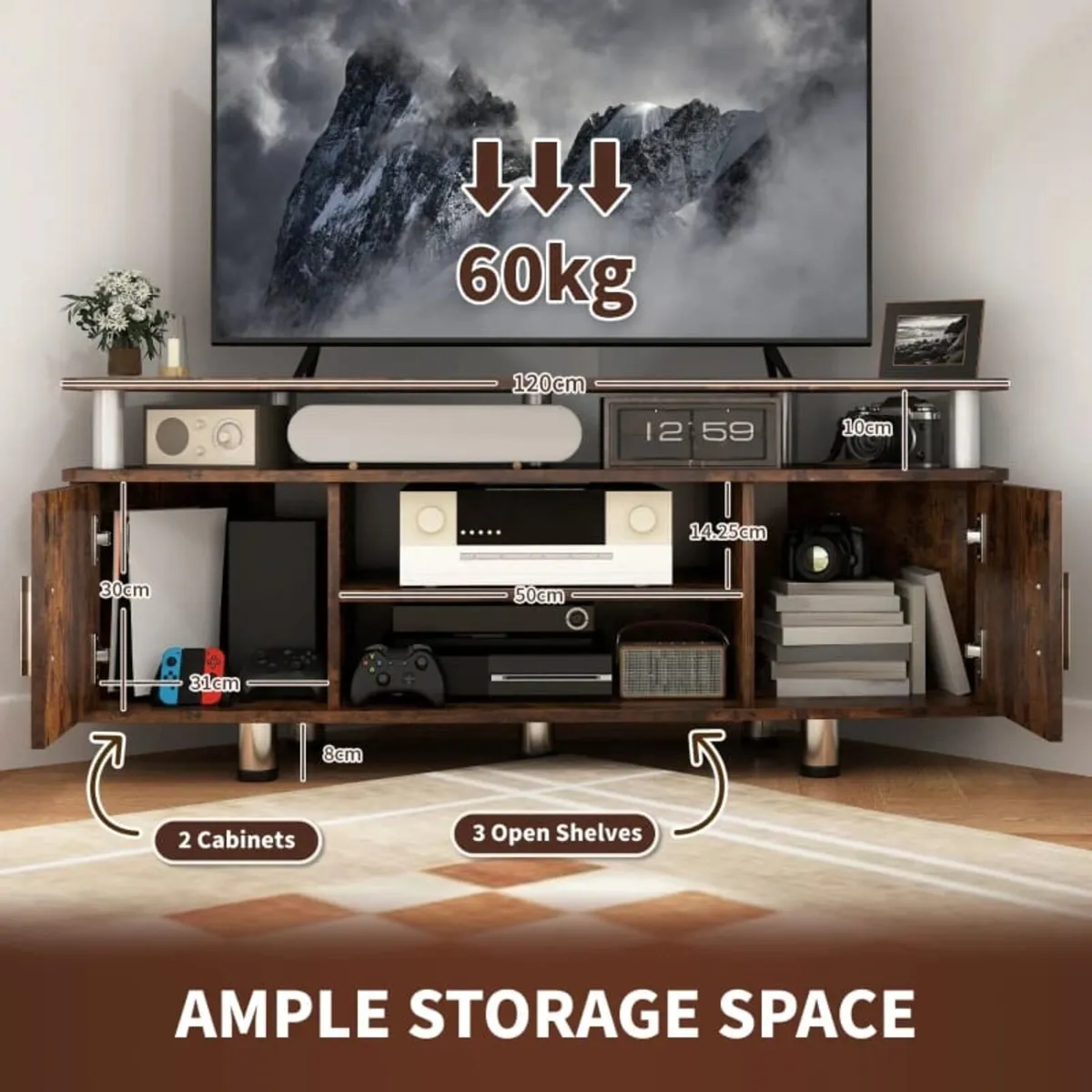 TV Unit Cabinet for TVs up to 55 Inches with Stora - Image 3