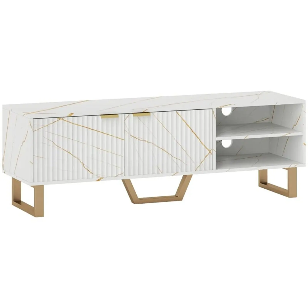 Marble Effect TV Unit, TV Stand Cabinet for up to - Image 1