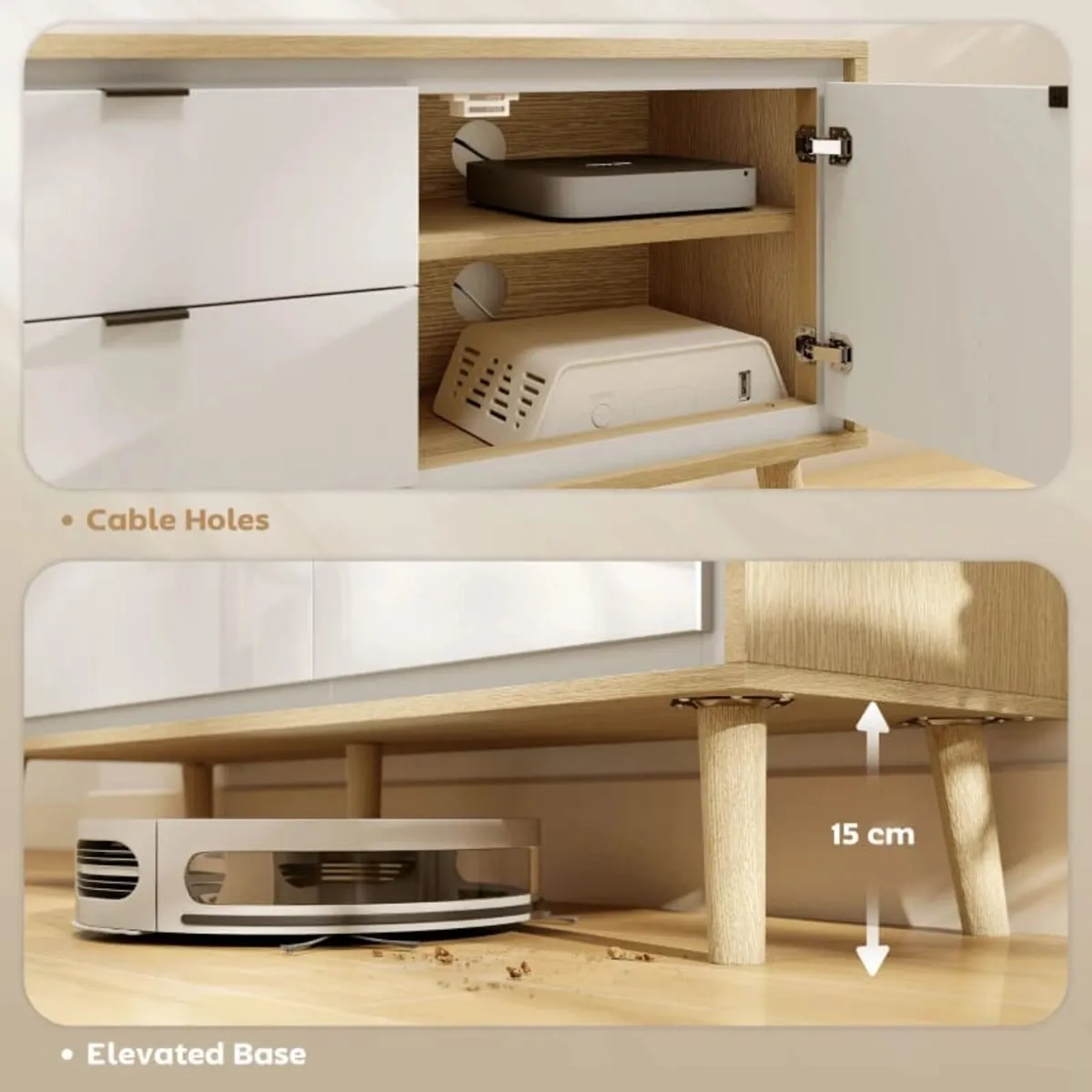 TV Stand, TV Cabinet for up to 55 inches, 2 High G - Image 3