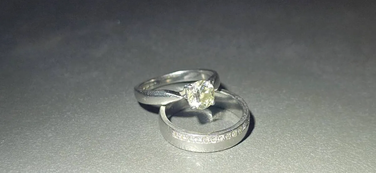 Platinum Engagement (.70ct) and Wedding Ring - Image 1