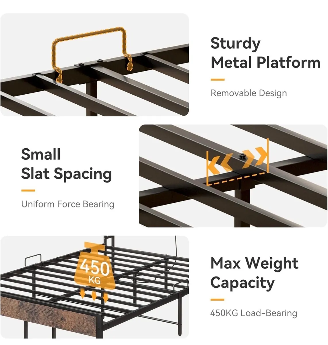 Double Bed Frame with Charging Station(2AC, 2USB) - Image 3