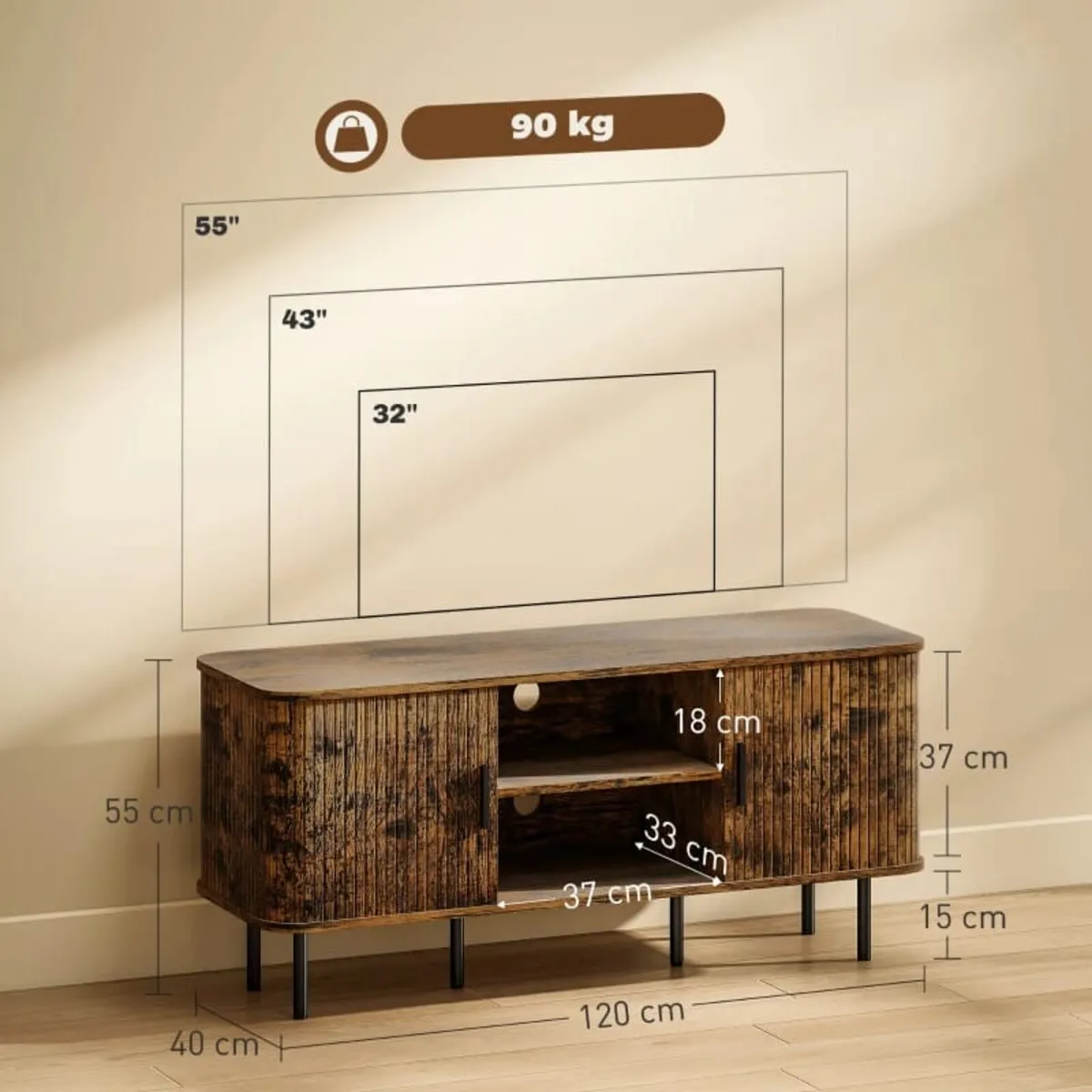 TV Stand Cabinet for TVs up to 55 Inches, TV Unit - Image 2