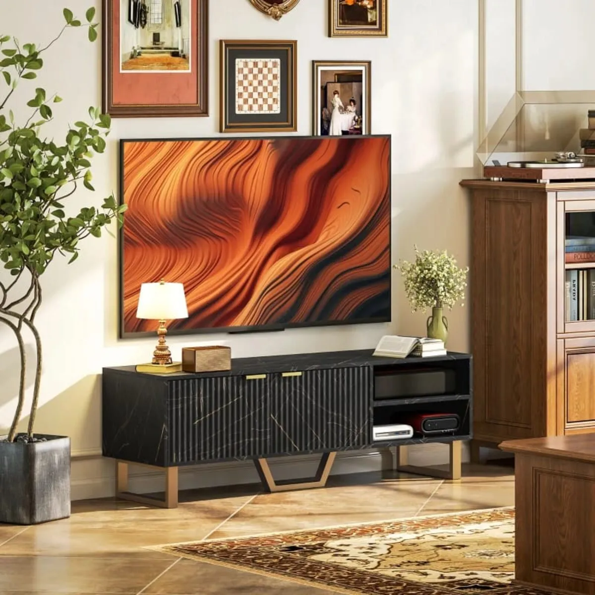 Marble Effect TV Unit, TV Stand Cabinet for up to - Image 2