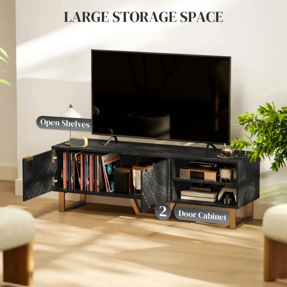 Marble Effect TV Unit, TV Stand Cabinet for up to - Image 3