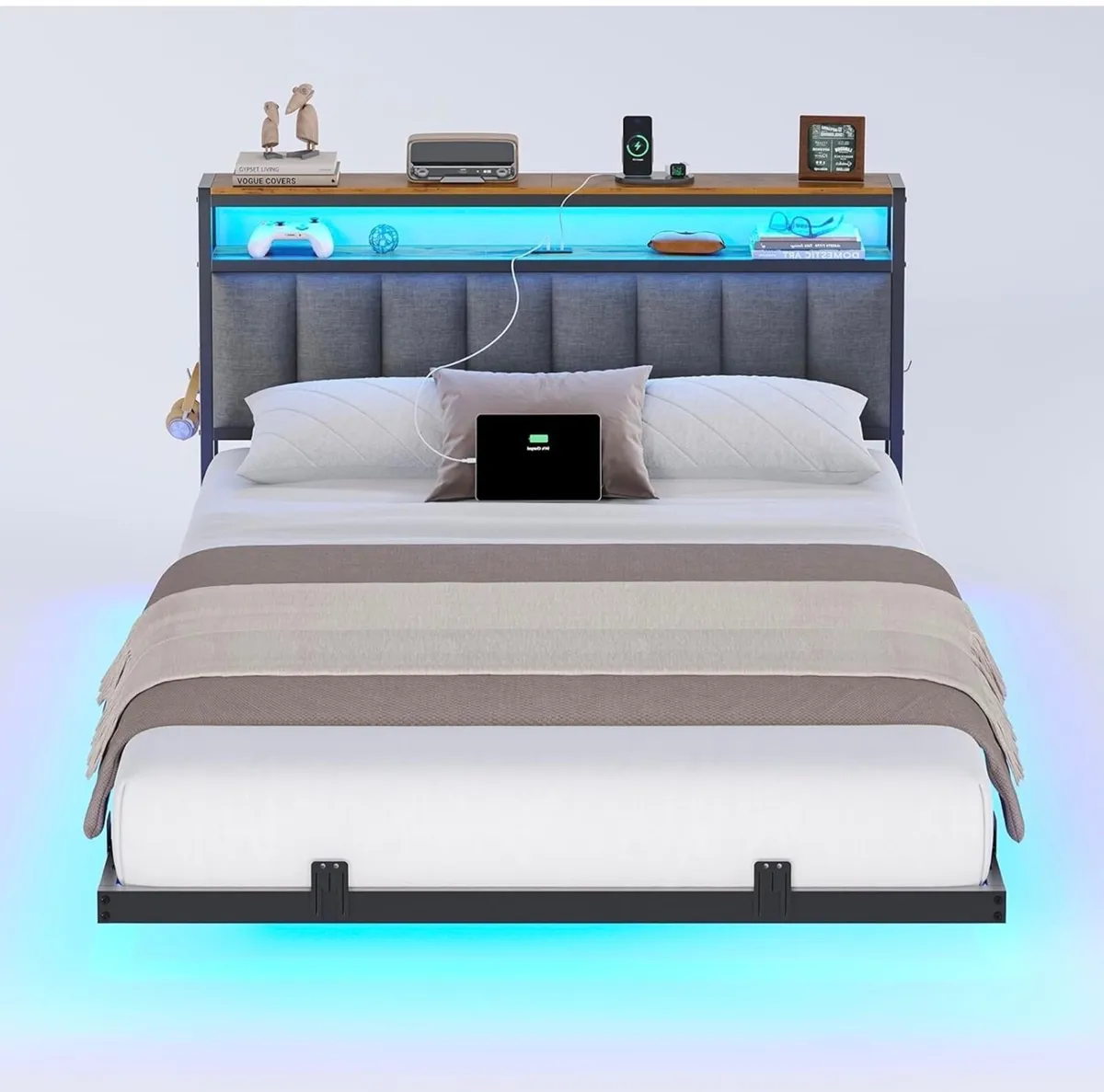 Double Bed Frame 135x190 cm with Floating Visual E - Image 2
