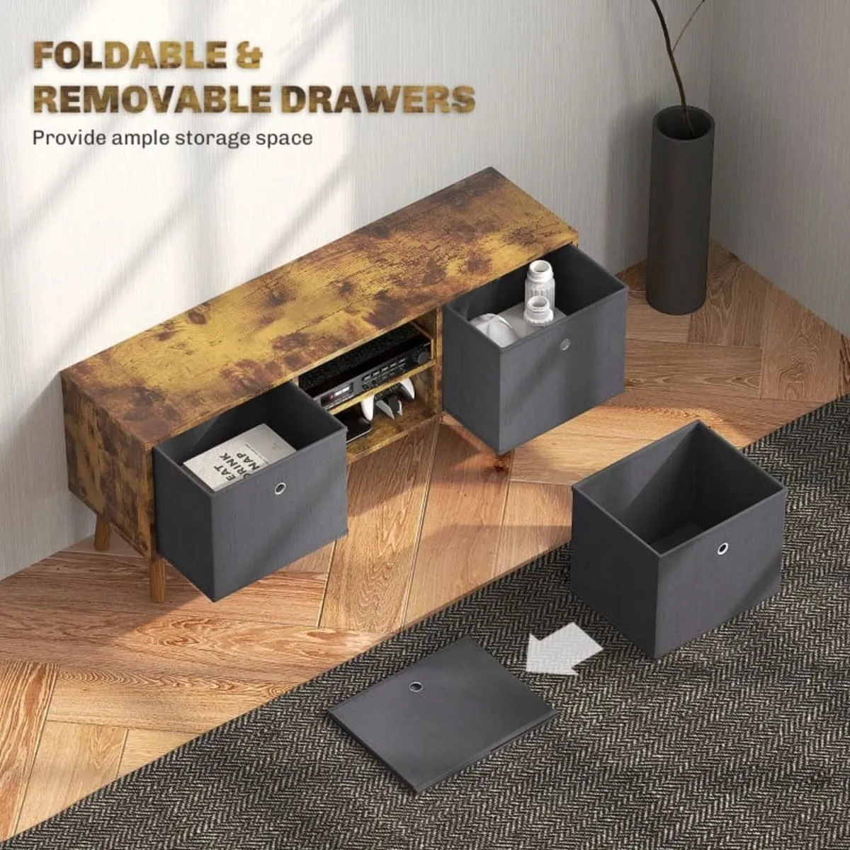TV Cabinet Stand Unit for TVs up to 50'' with Fold - Image 3