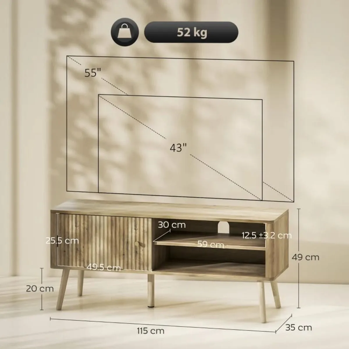 TV Stand Cabinet for TVs up to 55" - Oak

Features - Image 2