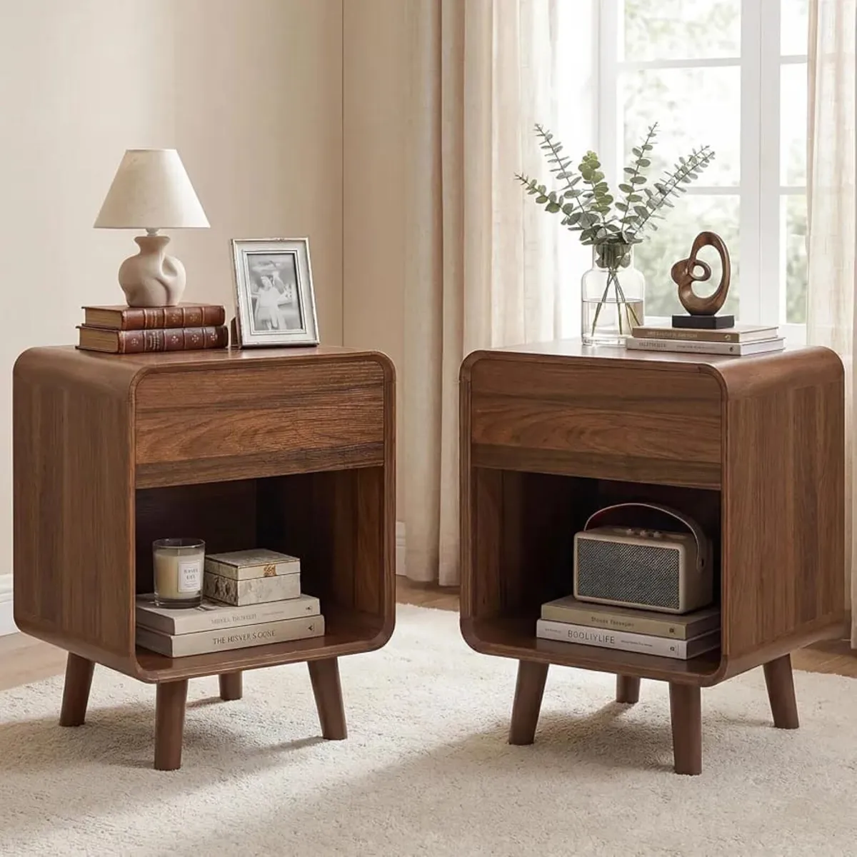 Bedside Tables Set of 2, Bed Side Table for Bedroo - Image 1
