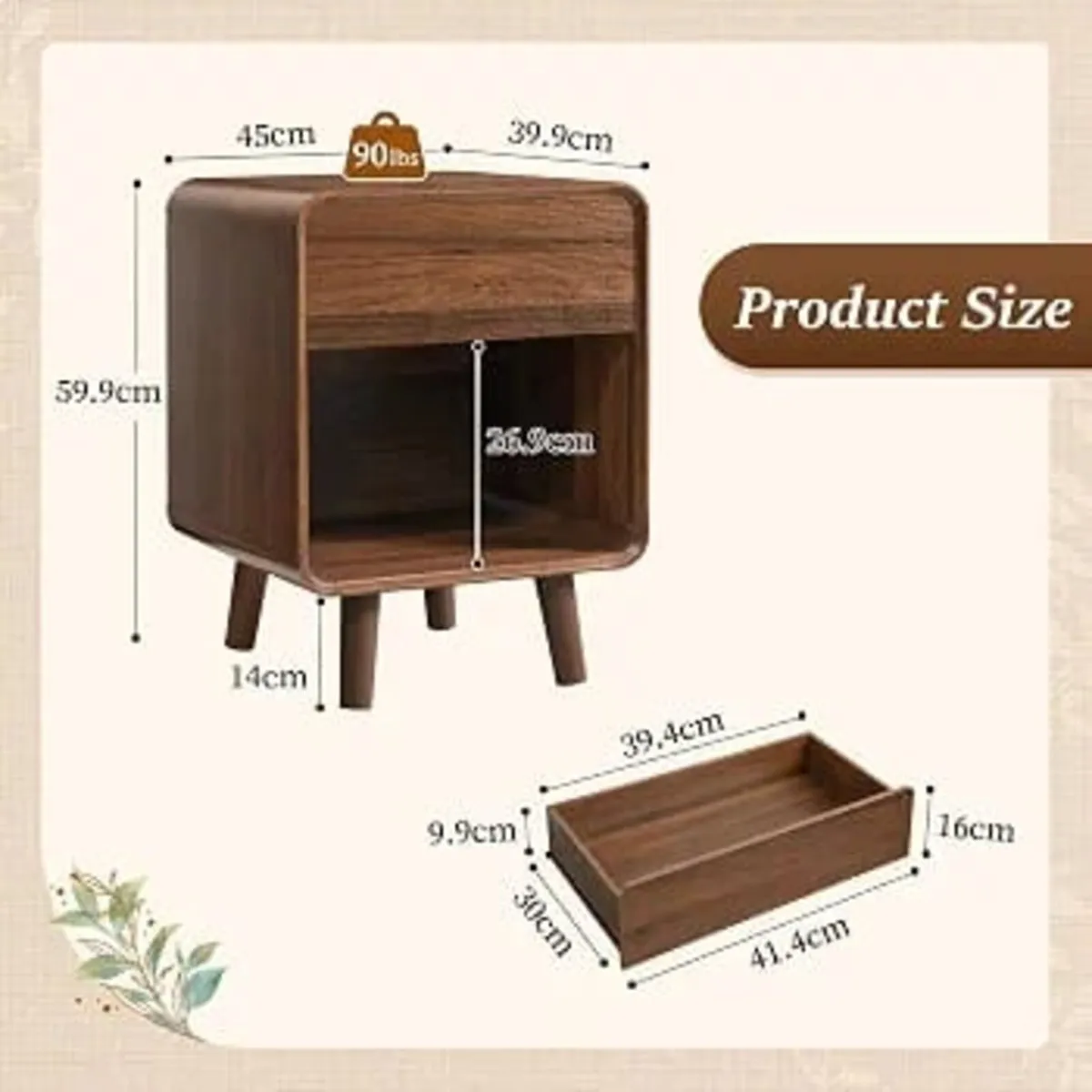 Bedside Tables Set of 2, Bed Side Table for Bedroo - Image 4