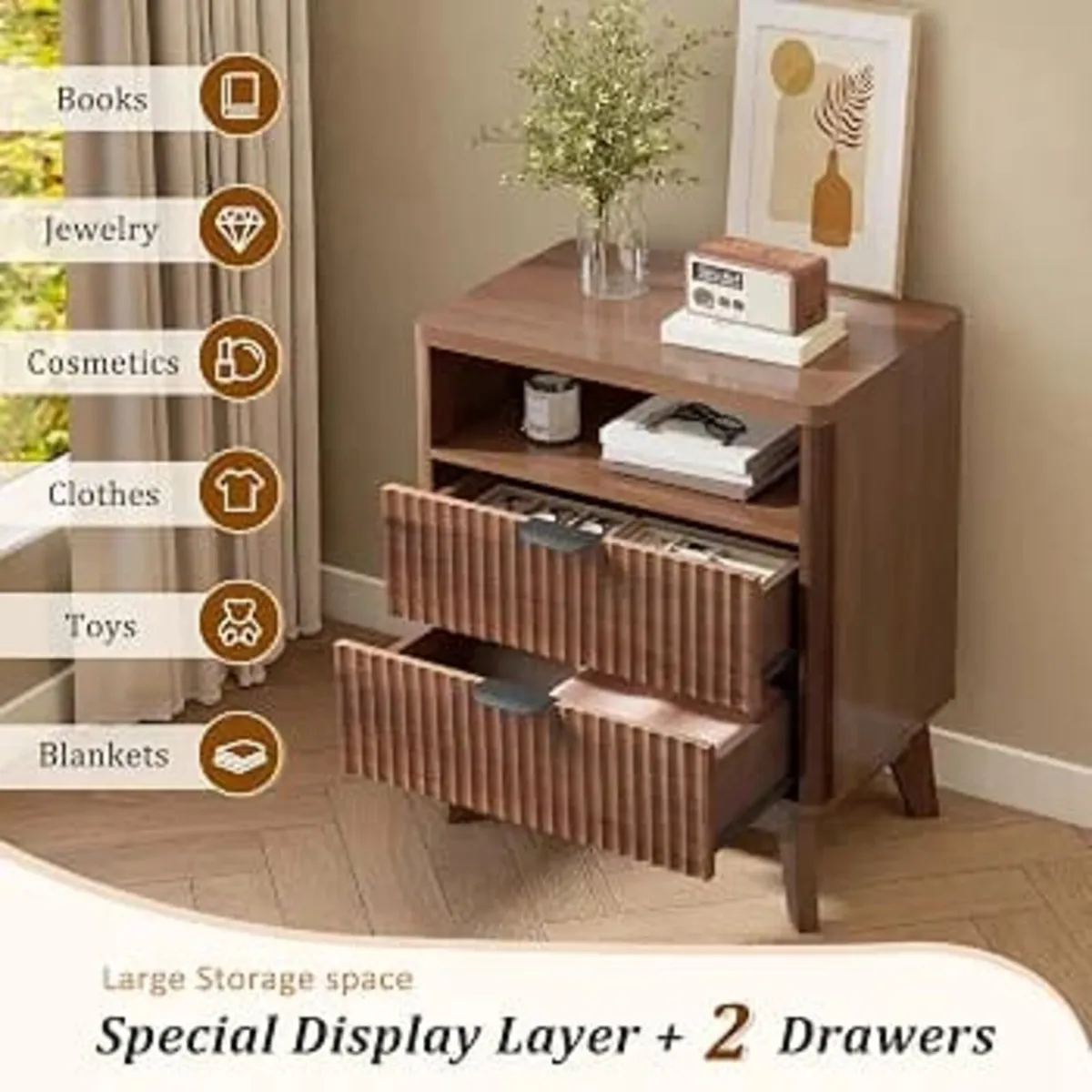 Bedside Tables Set of 2, Bed Side Table for Bedroo - Image 4