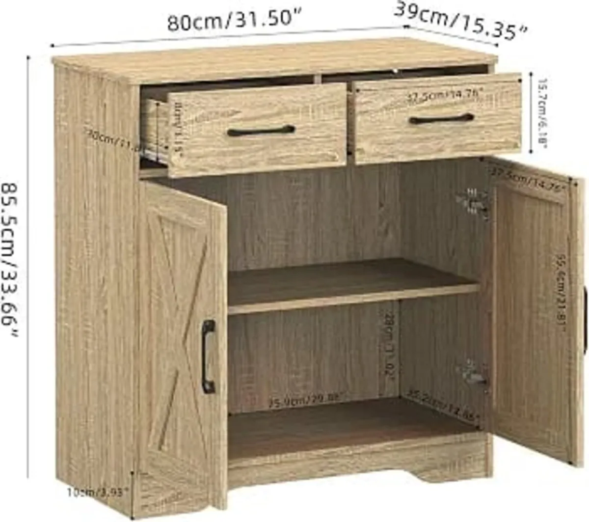 Wooden Storage Cabinet Rustic Organizer for Living - Image 2