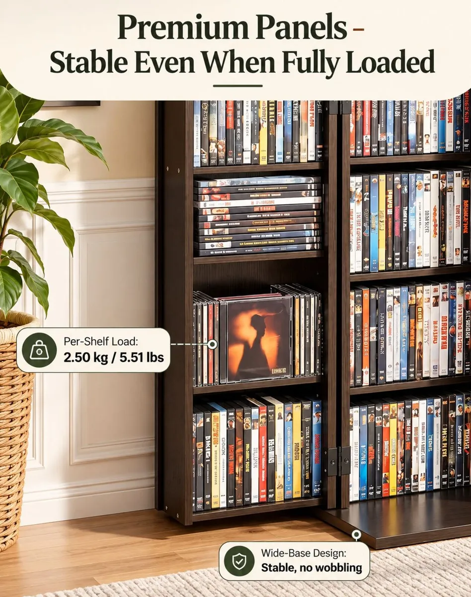 4 Tier Media Storage Cabinet Bookcase with Doors C - Image 3
