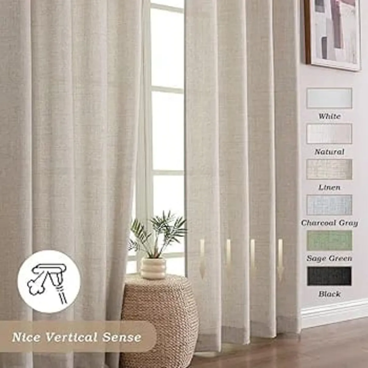 Judy Linen Pencil Pleat Curtains 2 Panels W140 x L - Image 3