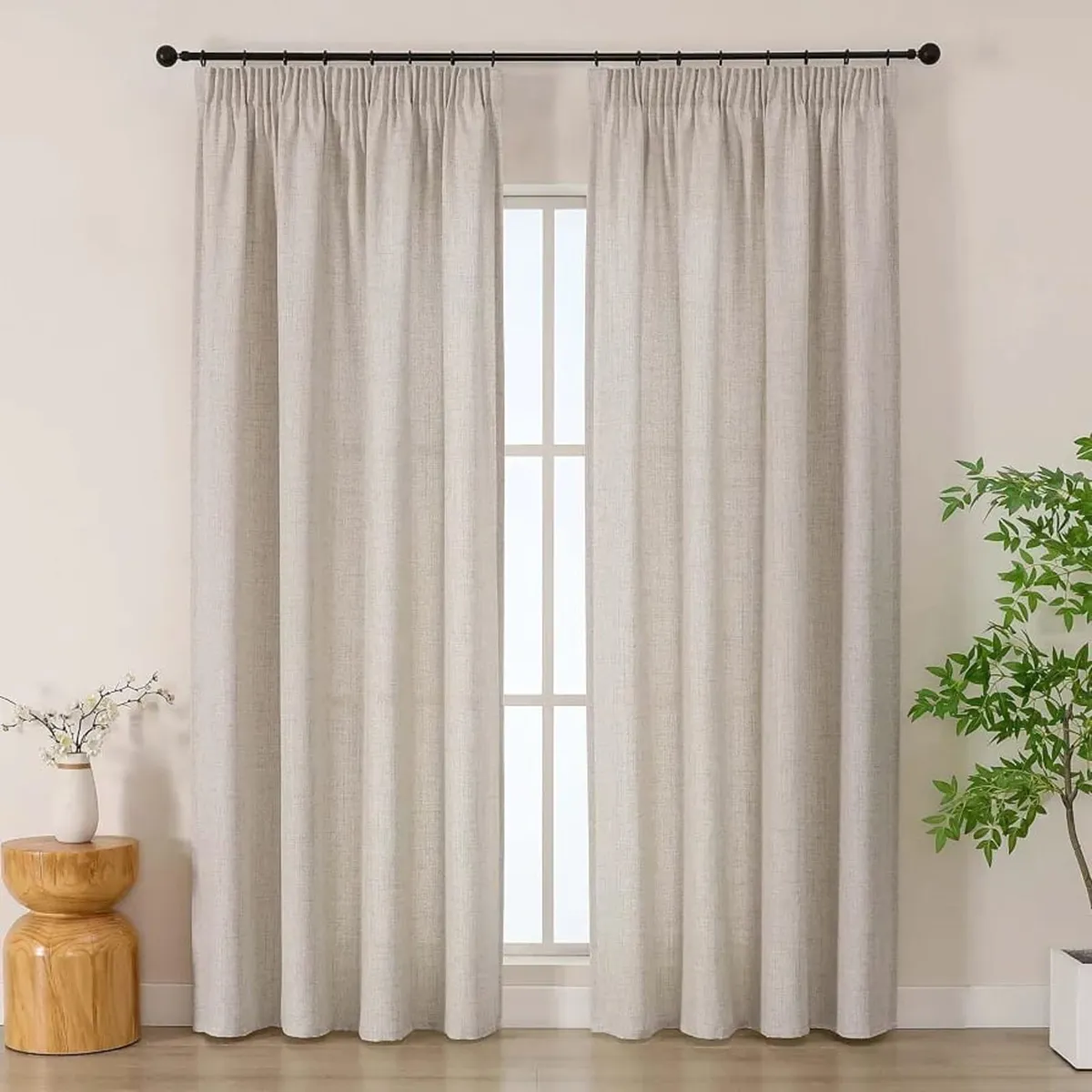 Judy Linen Pencil Pleat Curtains 2 Panels W140 x L - Image 1