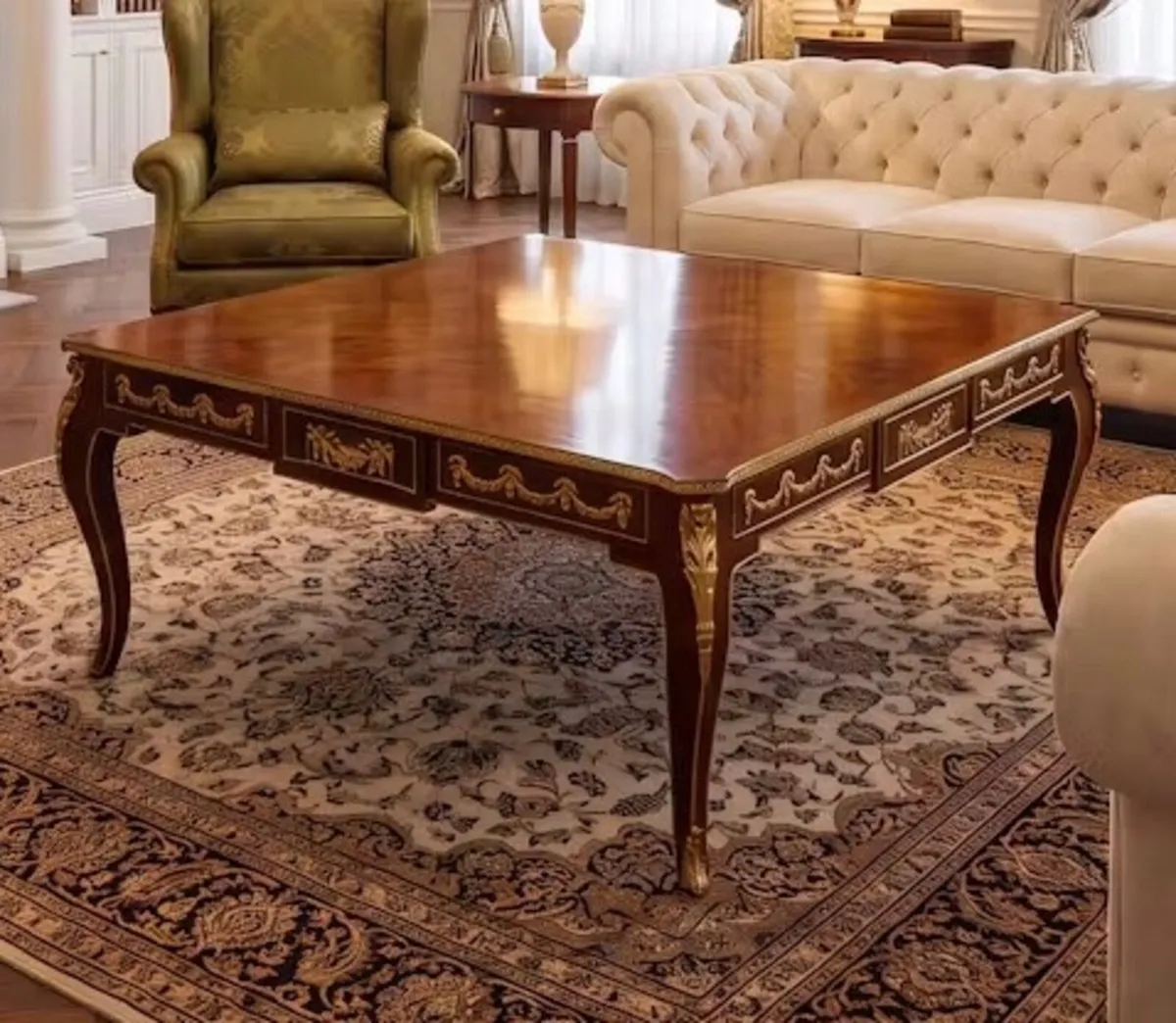 Nice large coffee table with inlaid top