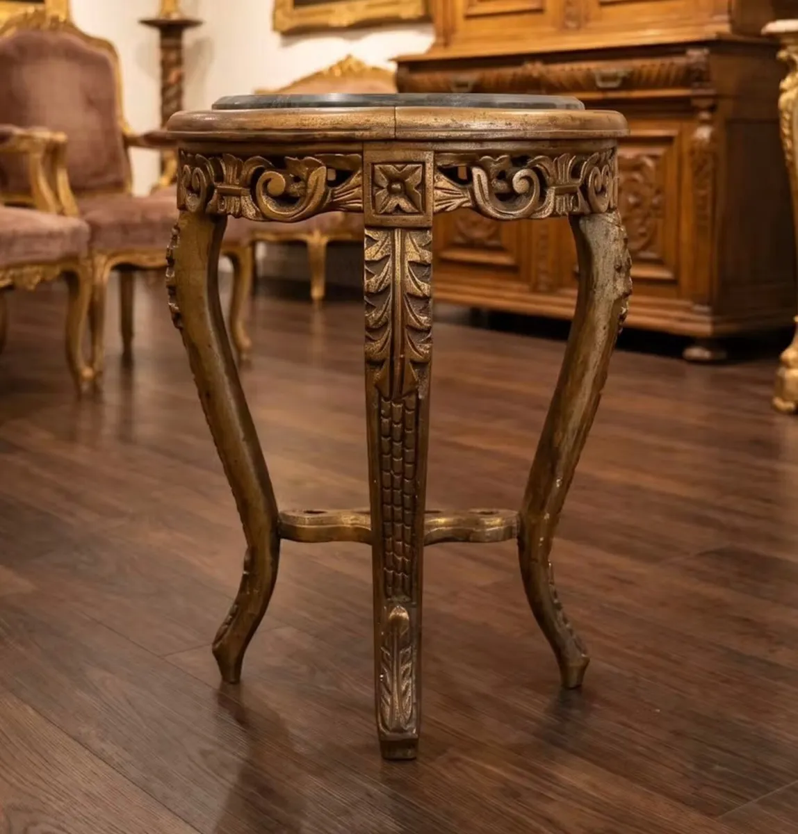 Old gilt gold marble topped table. - Image 1