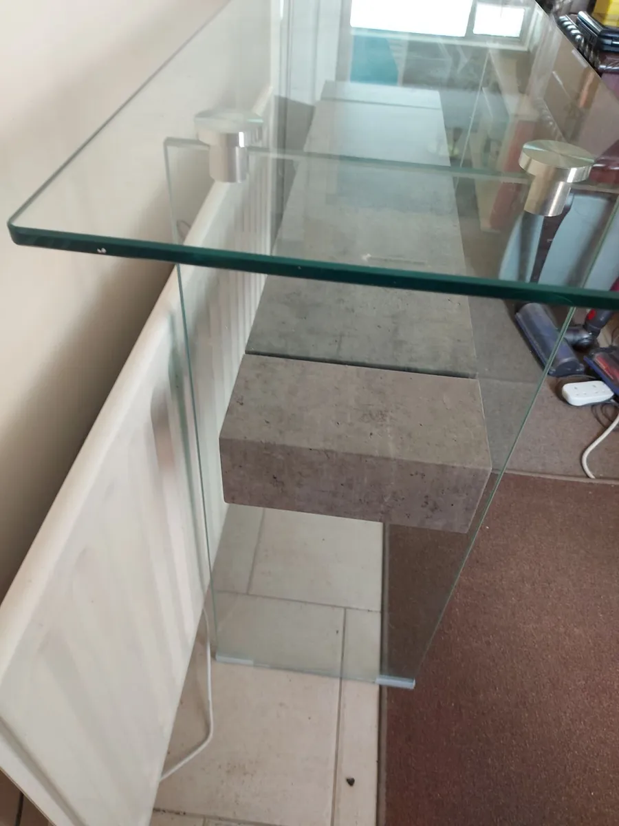 Glass Hall Console Table with Stone Slab Shelf NEW - Image 4