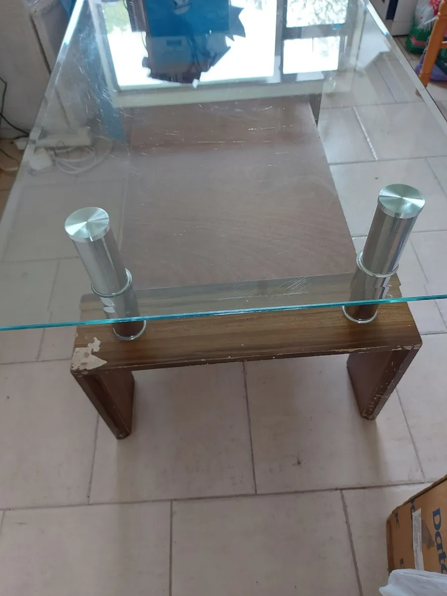 Glass Coffee Table with Timber Shelf - Image 4