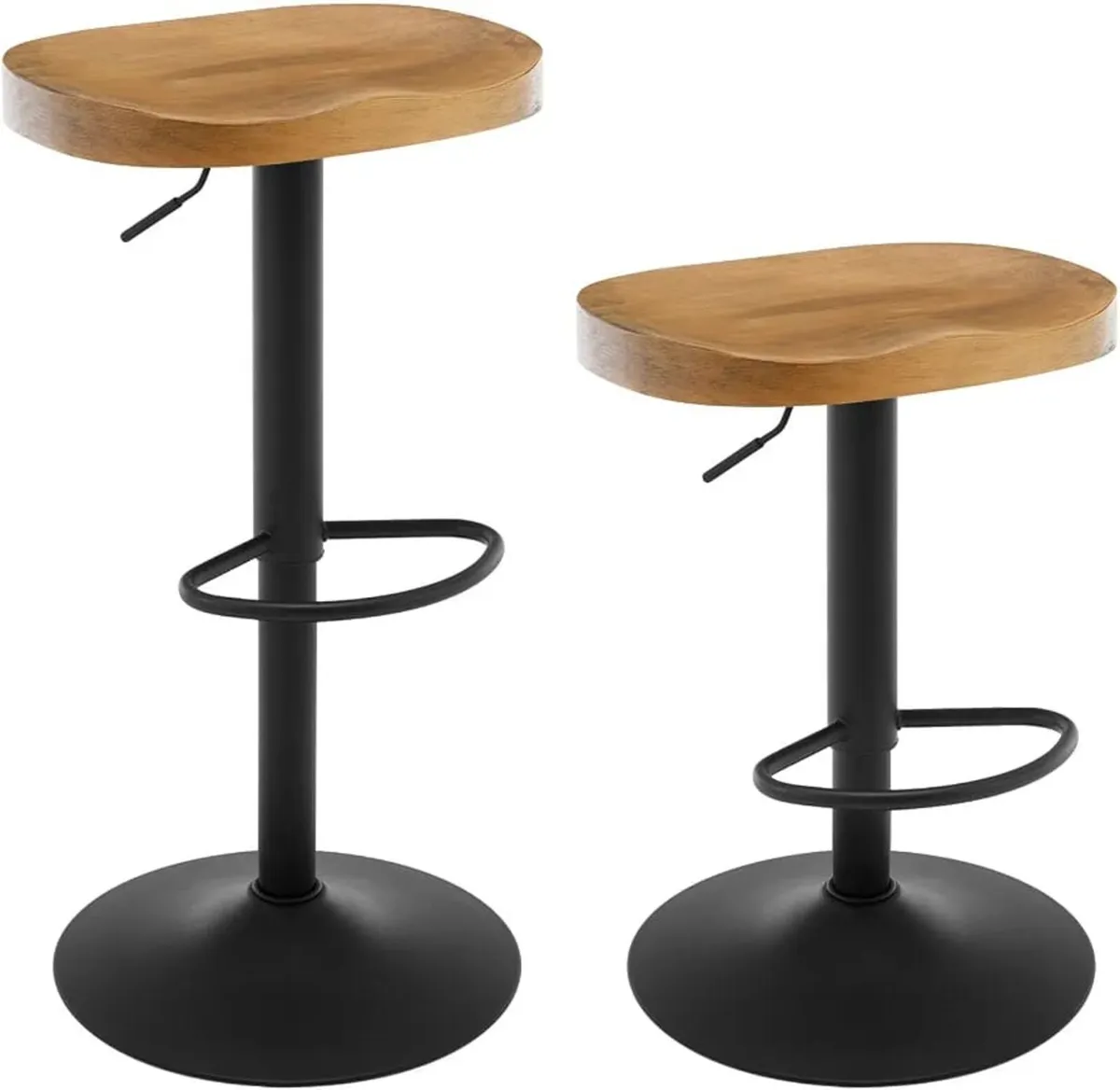 Breakfast Bar Stools Set of 2, Swivel Solid Wood S - Image 1