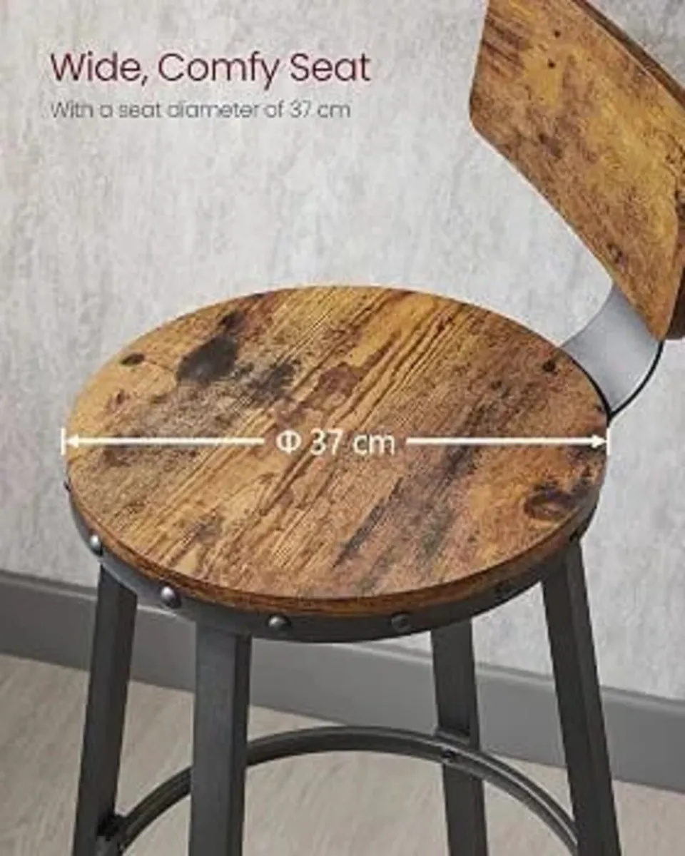 Bar Stools Set of 2, Kitchen Breakfast Bar Chairs, - Image 3