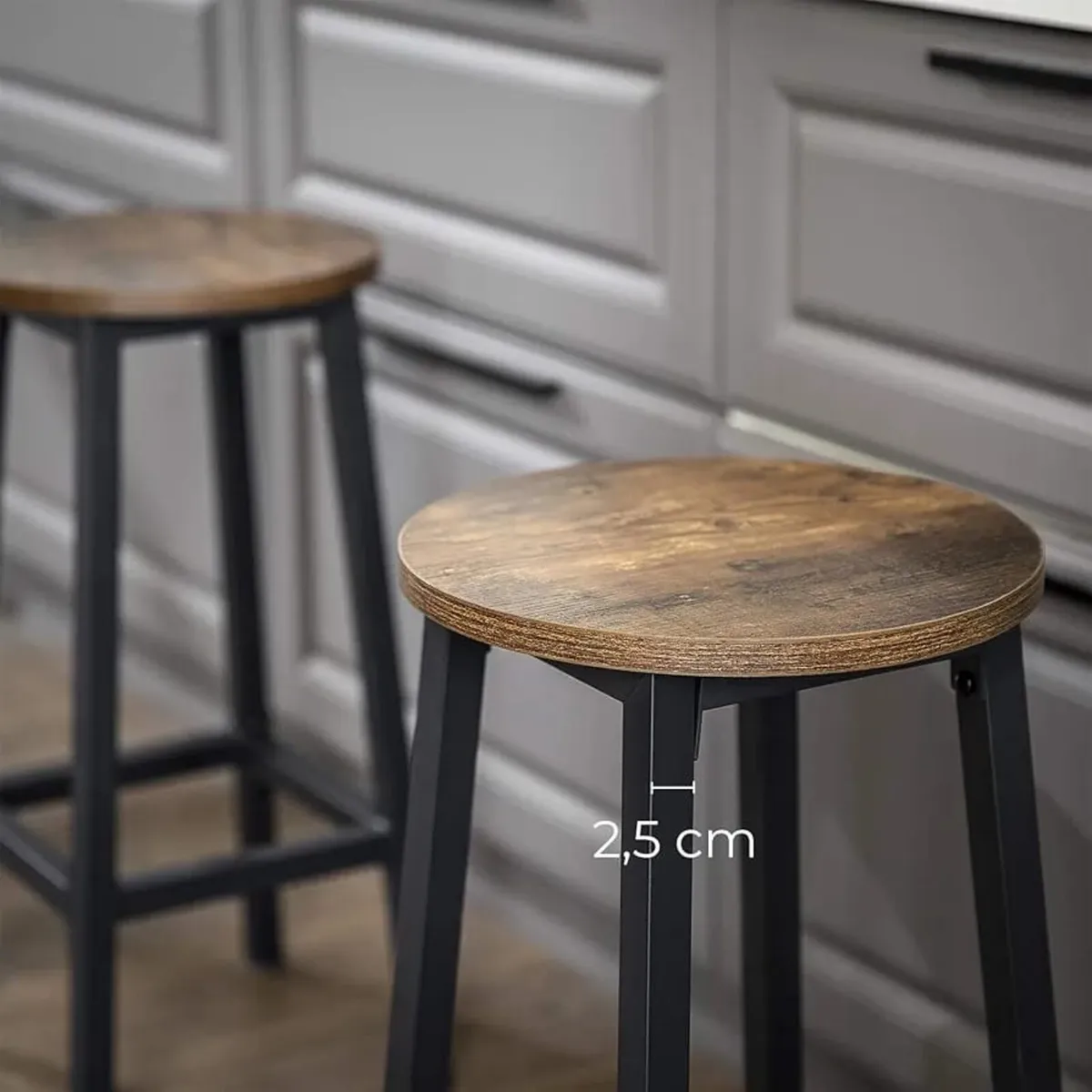 Bar Stools Set of 2, Round Metal Kitchen Stools
Sm - Image 2