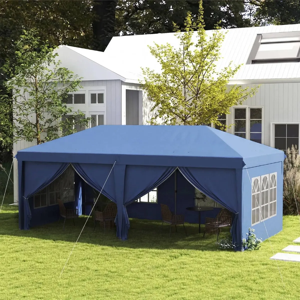 Gazebo Tent 3x6m Pop-Up Gazebo Blue with Walls - Image 2