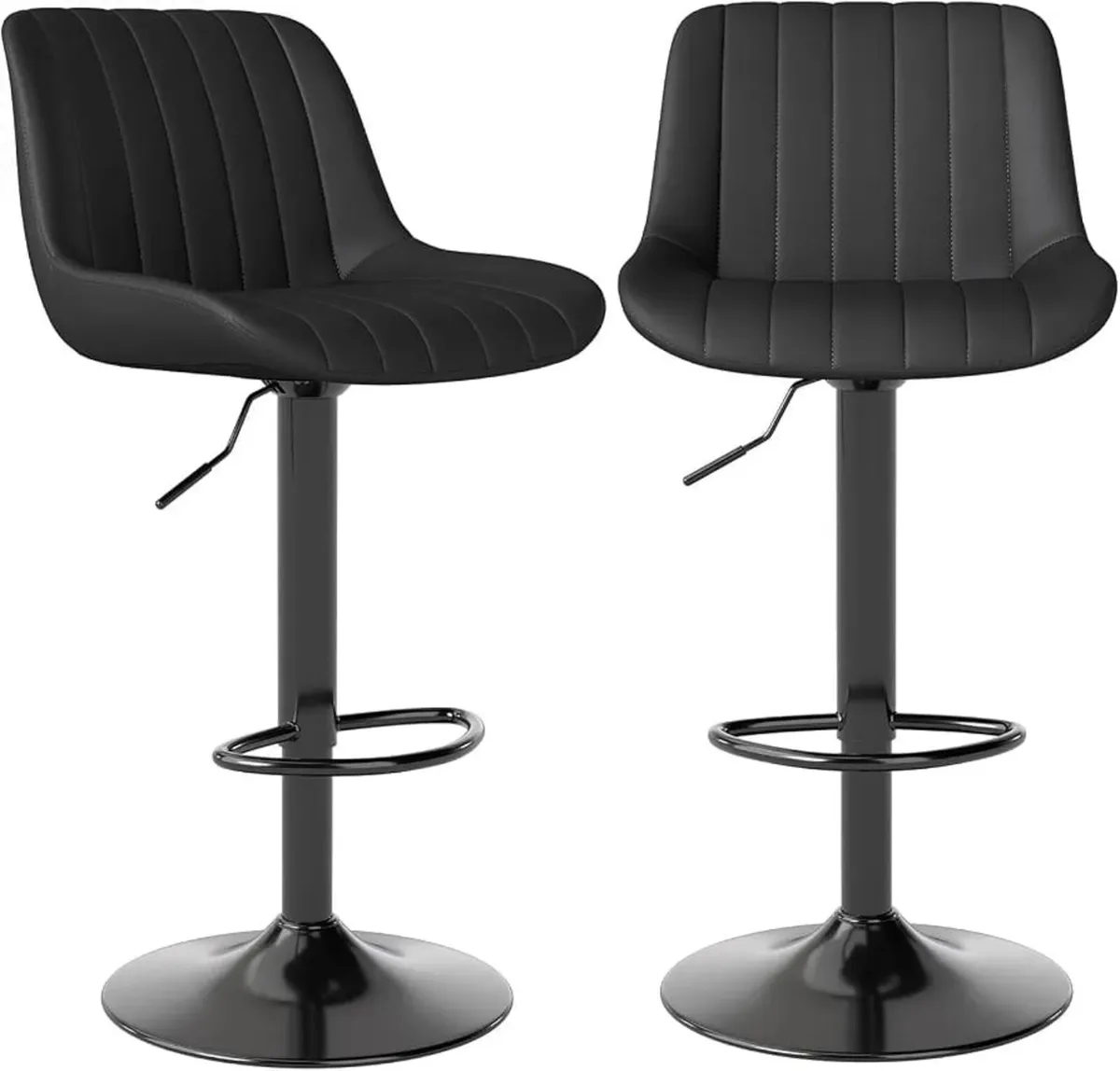 Bar Stools Set of 2, Swivel Barstools with Backres - Image 1
