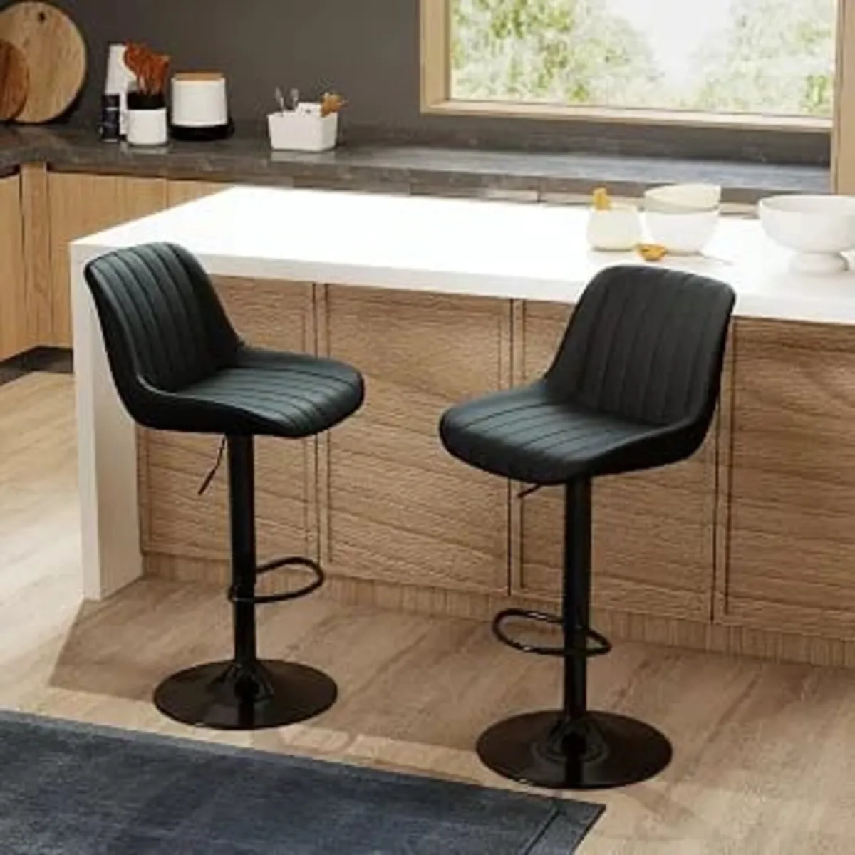 Bar Stools Set of 2, Swivel Barstools with Backres - Image 3