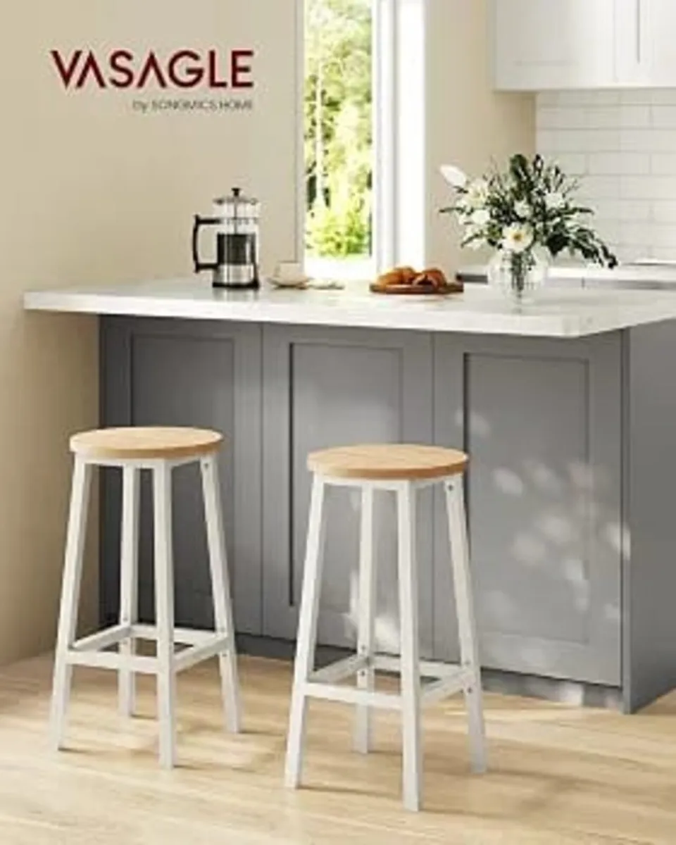 Bar Stools Set of 2, Round Metal Kitchen Stools
Sm - Image 4