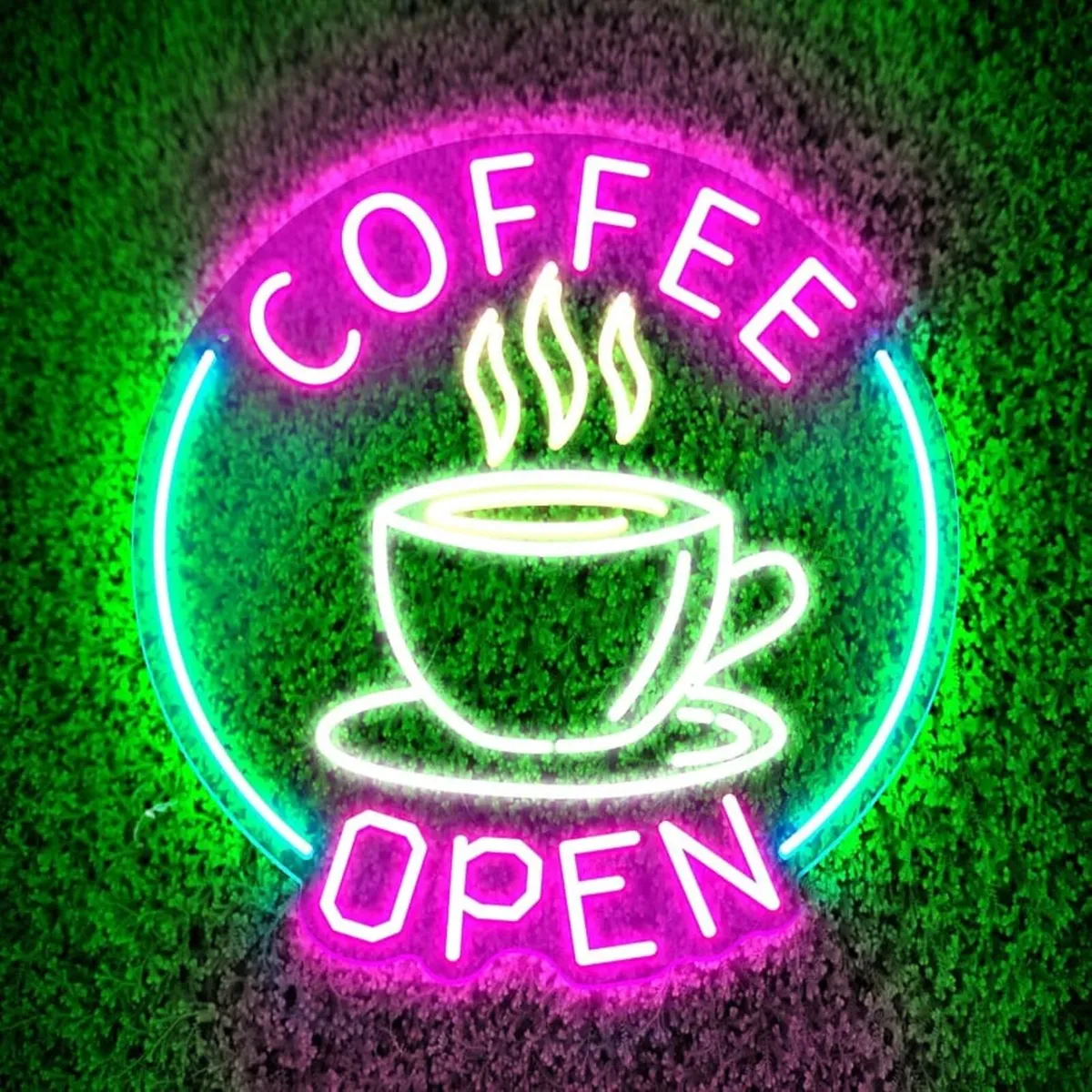 Coffee Open Neon Sign Light Up for Wall Decor USB - Image 1
