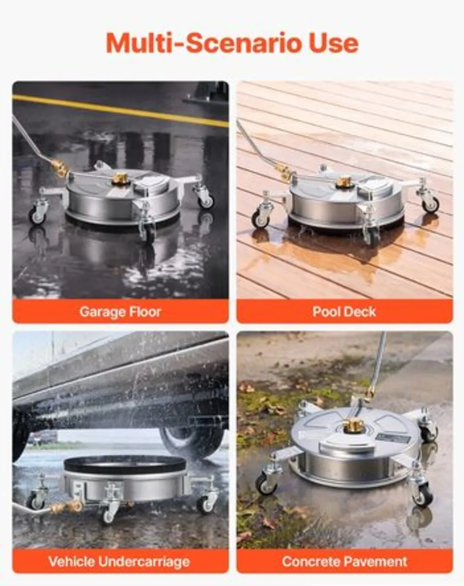 33 cm Pressure Washer Surface Cleaner with Wheels, - Image 4