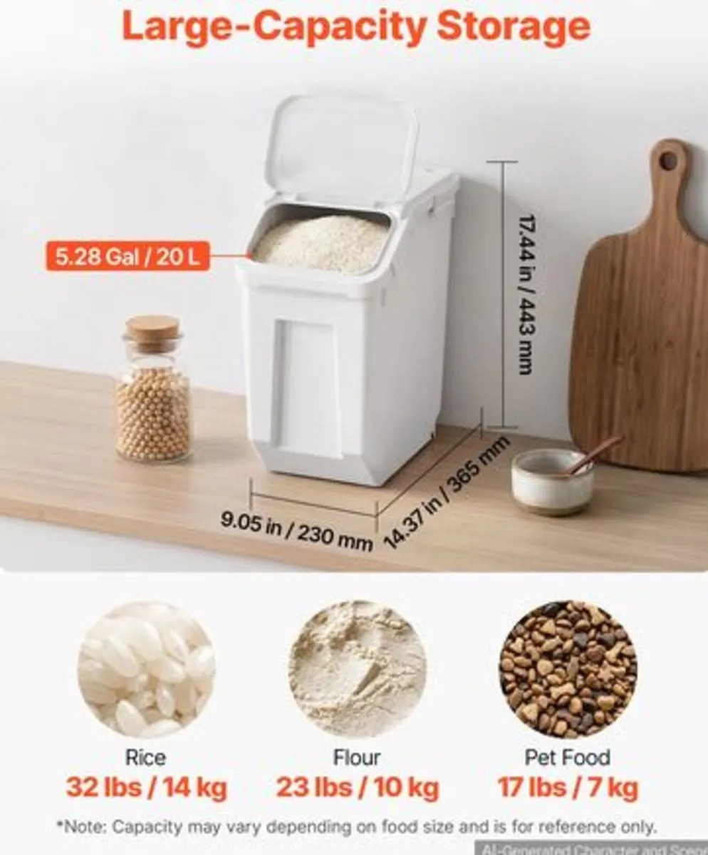 Rice Storage Container 20 L/5.28 Gal 14 kg Dog - Image 2