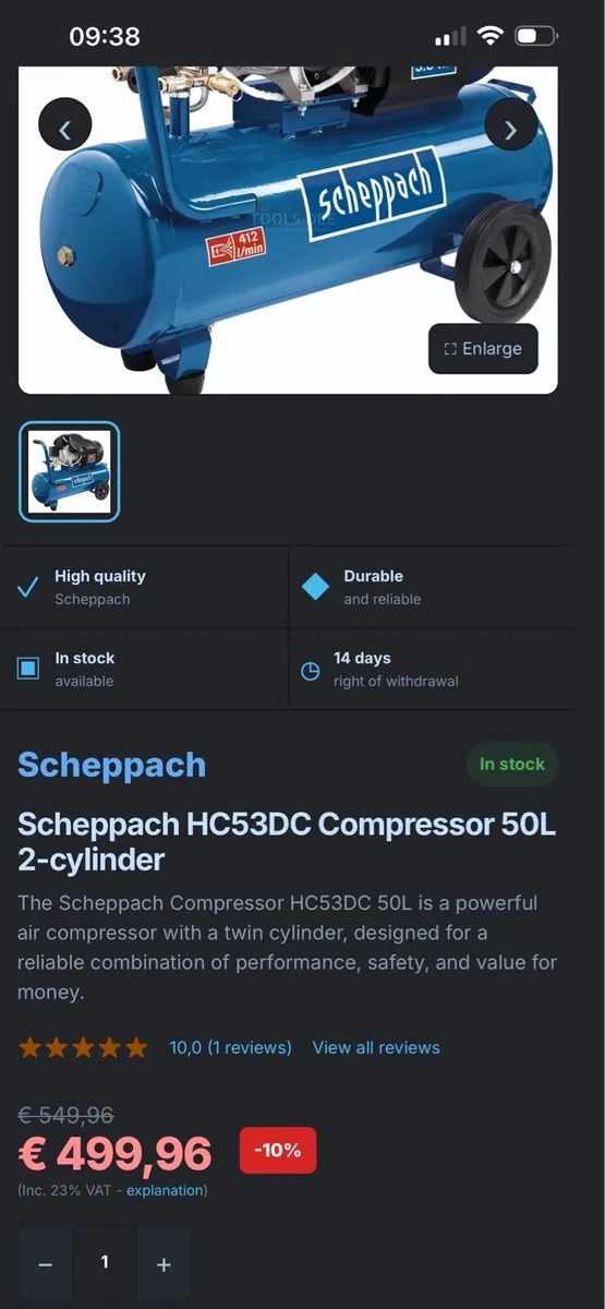 Scheppach 50l Compressor - Image 2