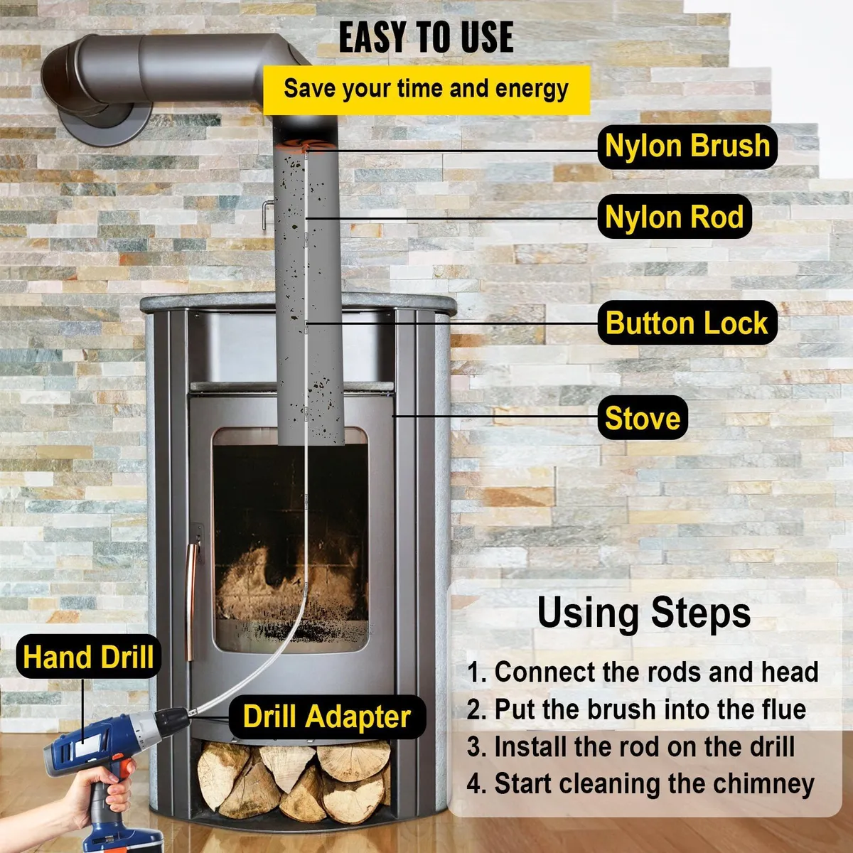9m Chimney Sweep Kit with Flexible Rods - Image 3