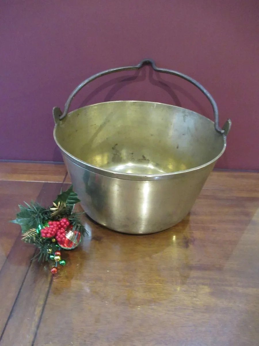 antique vintage BRASS POT CAULDRON cottage pub - Image 3