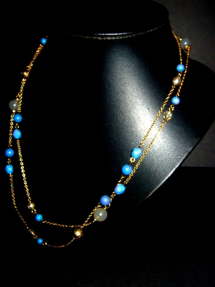 Vintage Brown Thomas 46" Long Bead & Gold Necklace - Image 2