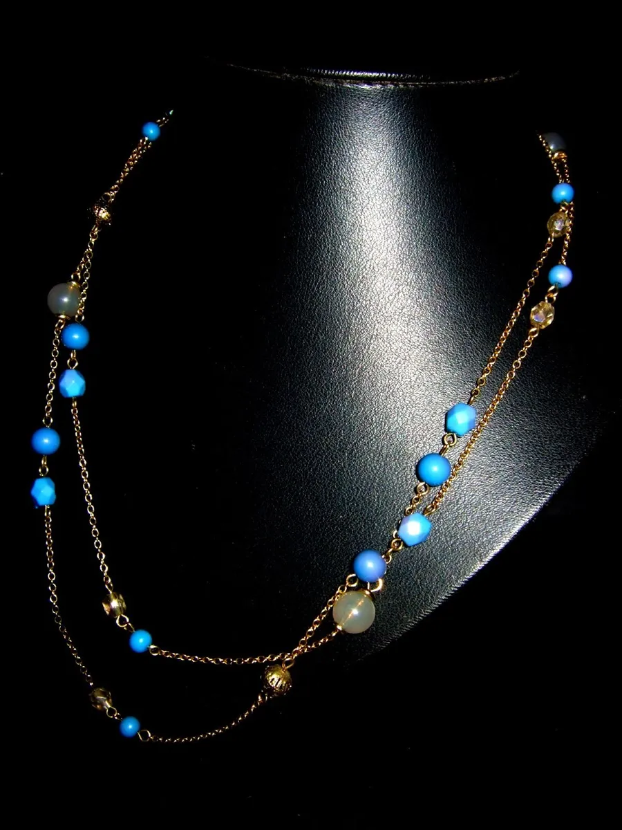 Vintage Brown Thomas 46" Long Bead & Gold Necklace - Image 4