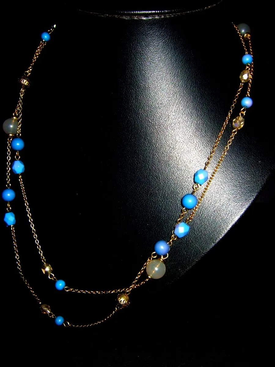 Vintage Brown Thomas 46" Long Bead & Gold Necklace - Image 3