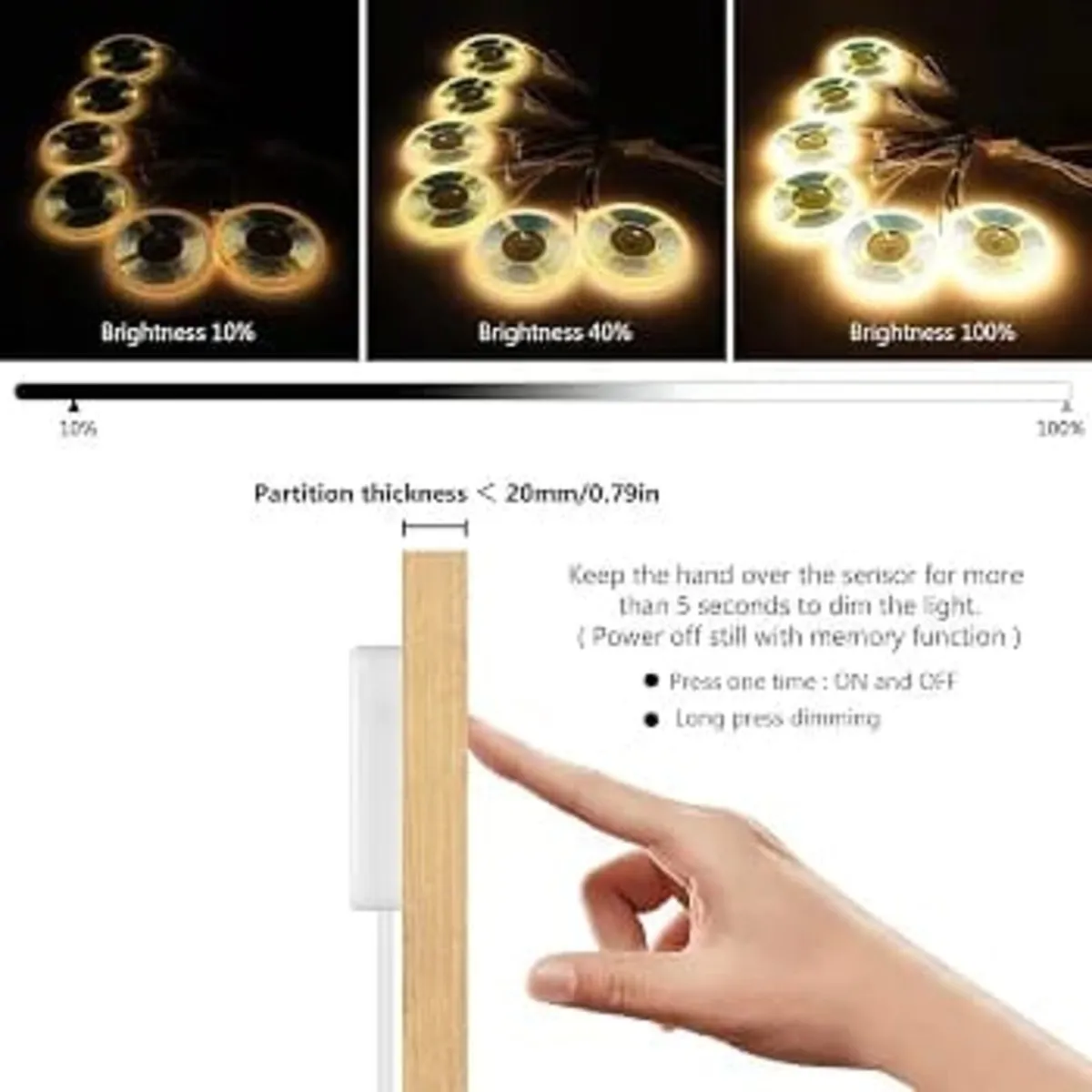COB LED Strip, Cabinet Light 2M 6pcs, 12V Warm Whi - Image 4