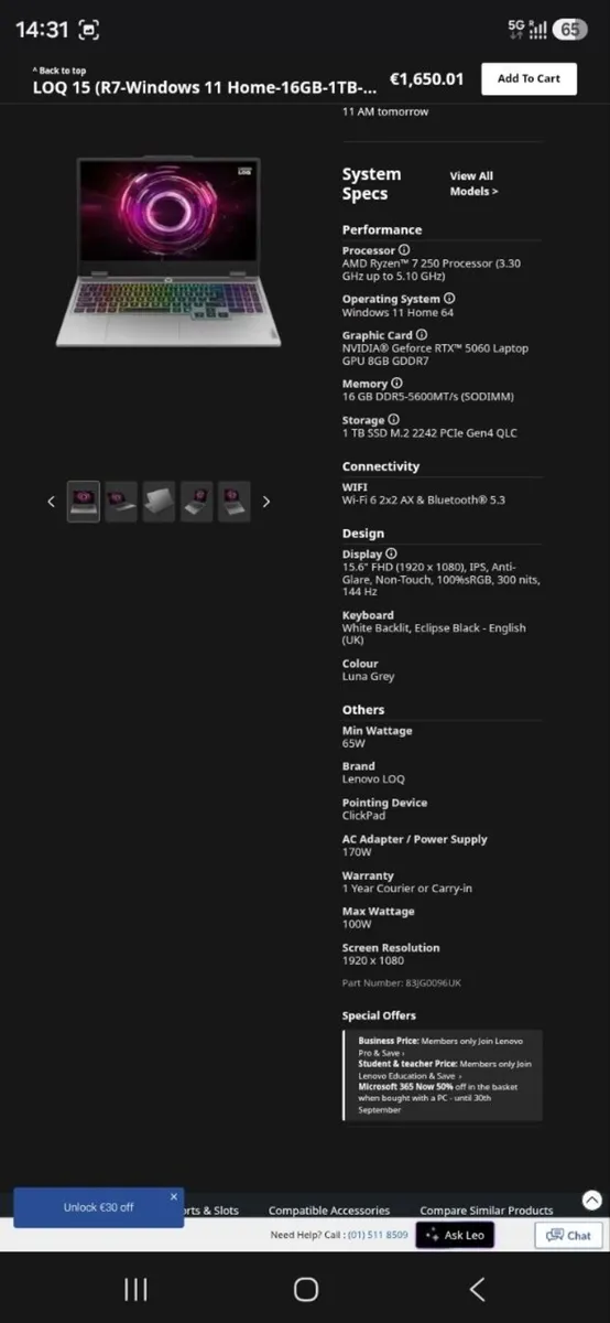 Lenovo LOQ 15 | RTX 5060 | 16GB | 1TB | New sealed - Image 4