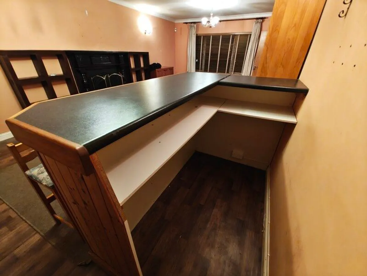 Solid Wooden Home Bar with 4 Bar Stools - Image 2