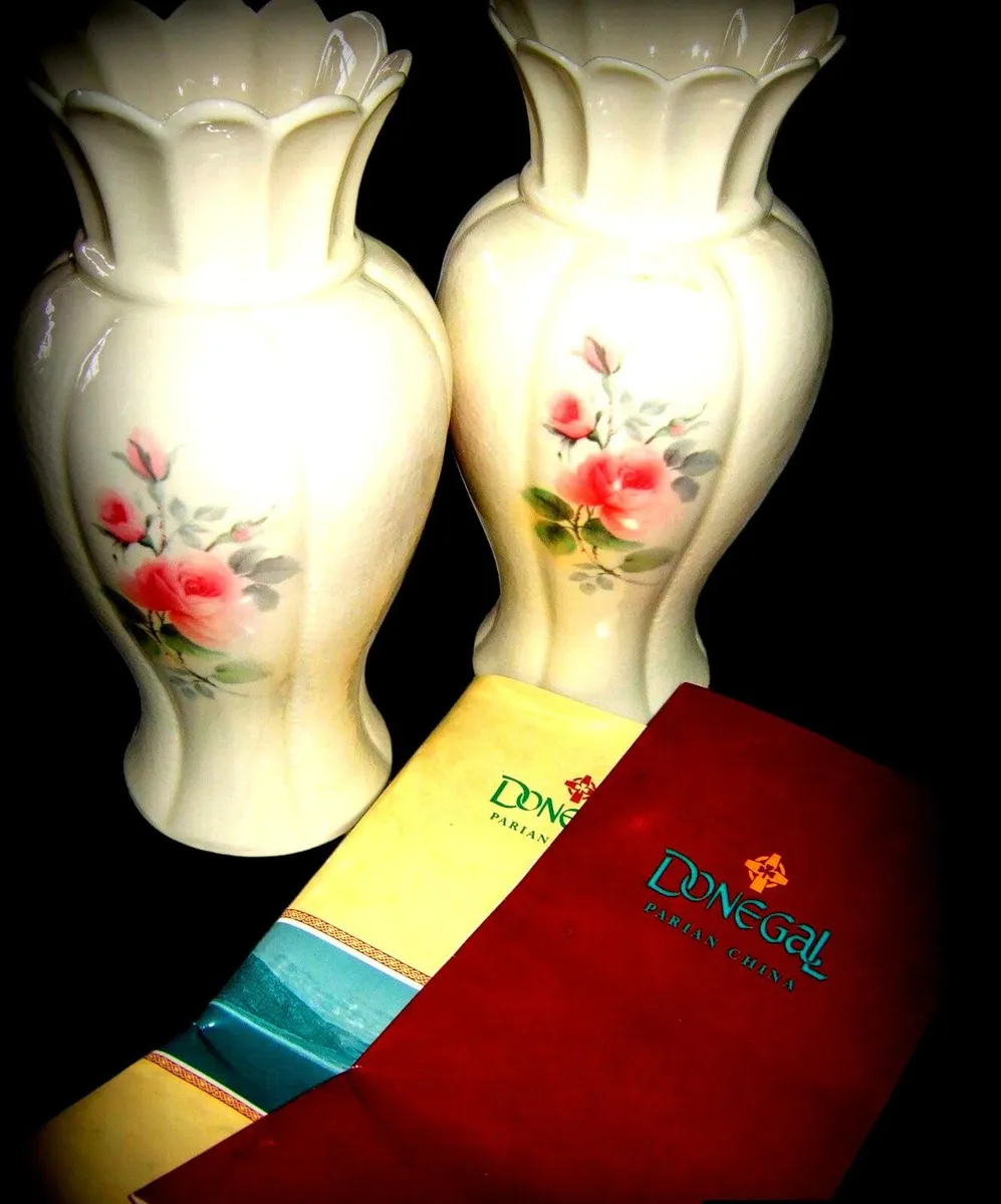 2 Vintage Donegal Parian China Vases Doc's/Box - Image 1