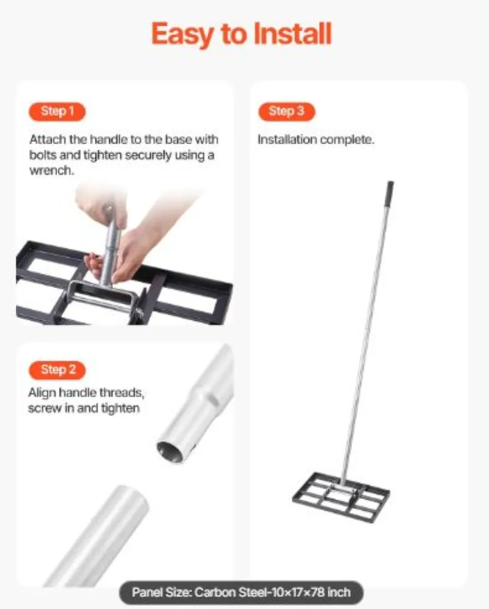 Lawn Leveling Rake, Lawn Leveler with 78 in Handle - Image 3