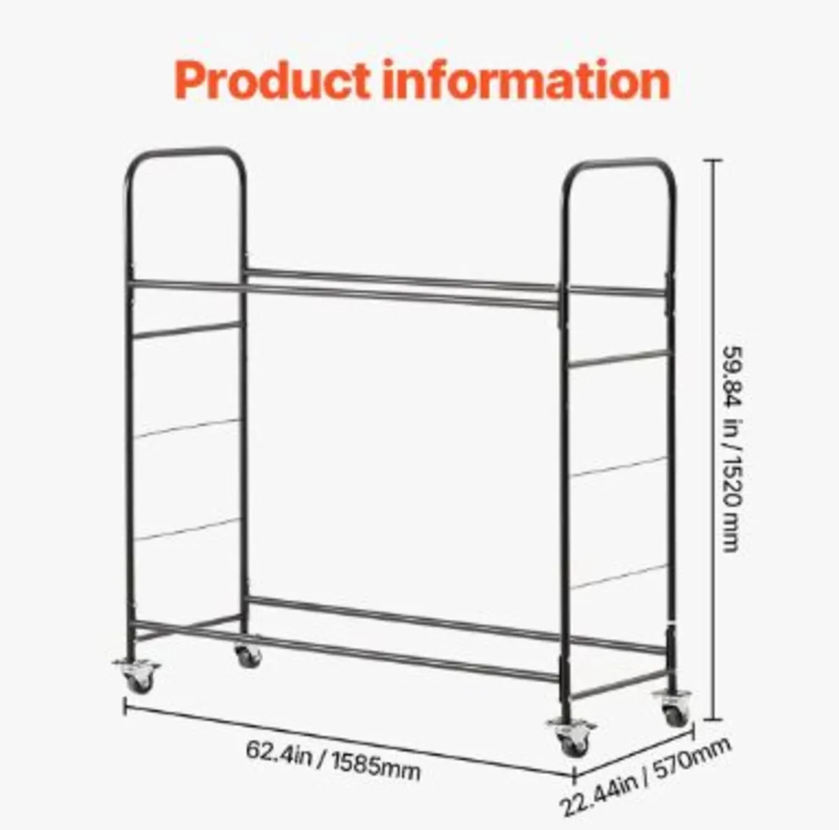 Rolling Tire Storage Rack, 2-Shelf Tire Holder - Image 3