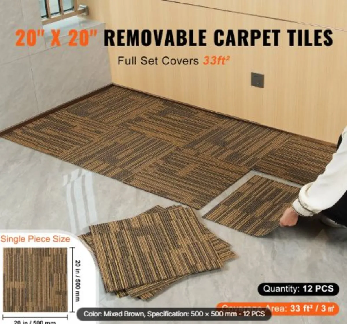 Carpet Tiles Reusable, 20"x 20"Carpet Squares - Image 4
