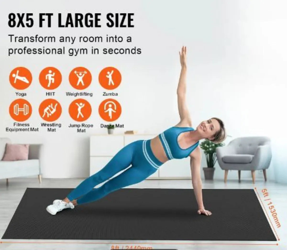 Exercise Mat Non Slip Yoga Mat Gym Fitness - Image 2