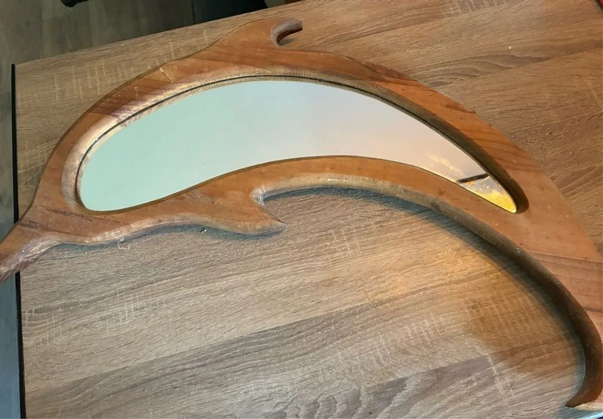 Dolphin Shaped Wooden Mirror - Image 1
